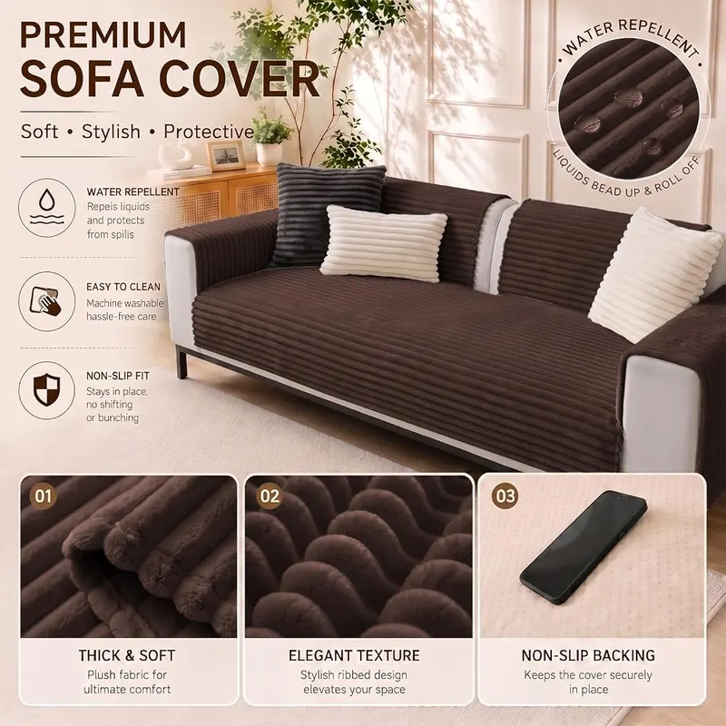 KELUINA Waterproof Couch Covers 35.43″x – Perfect Fit for 3-Cushion Sofas & Easy Care