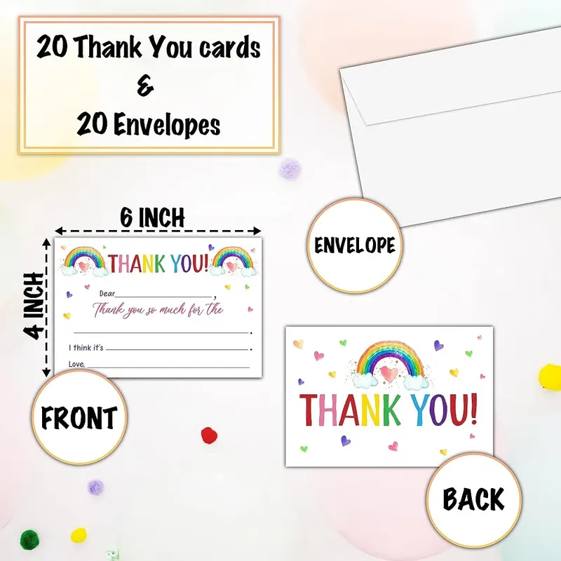 KFNER Boho Rainbow Thank You Cards – product photo 2 of 4