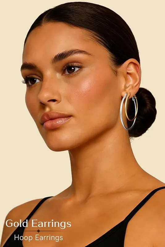Kiiowana Gold and Silver Hoop Earrings – product photo 5 of 6
