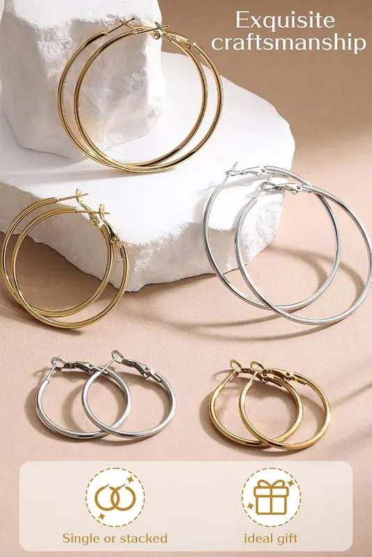 Kiiowana Gold and Silver Hoop Earrings – product photo 6 of 6