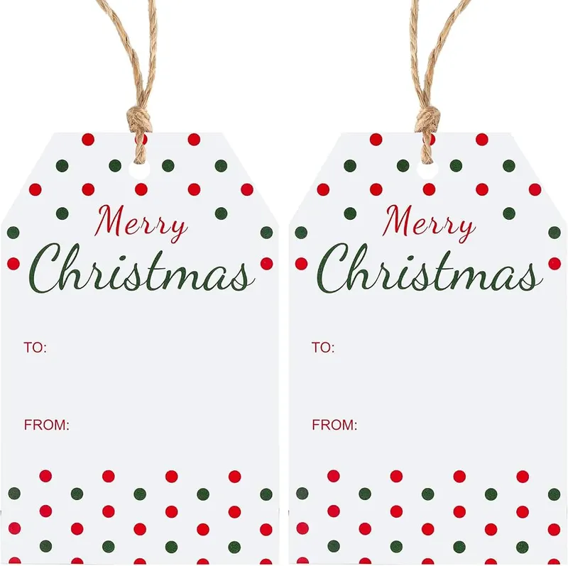 KINGLAKE GARDEN Christmas Gift Tags in White Red Green
