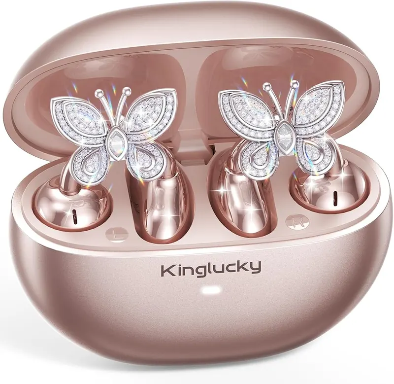 Kinglucky Clip-On Open Ear Earbuds in Rose Gold