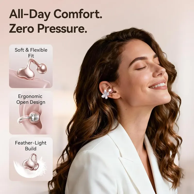 Kinglucky Clip-On Open Ear Earbuds – Bluetooth 6.0 wireless