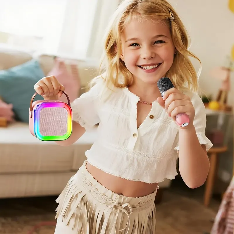 Kinglucky Mini Karaoke Machine – Pink color, ages 3 to 12