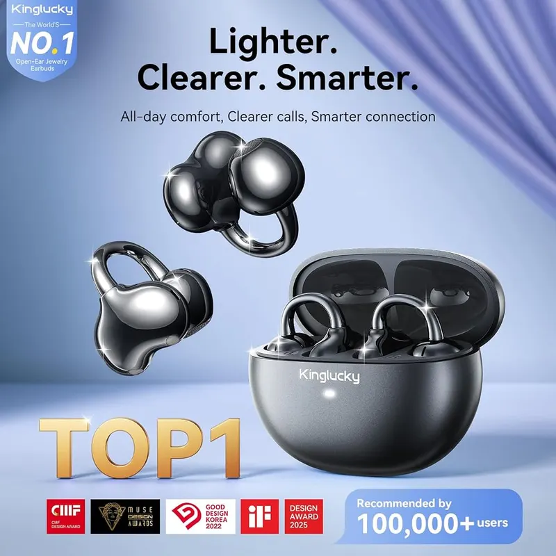 Kinglucky Upgraded Clip-On Earbuds Comfortable fit – Modern bluetooth wireless connectivity