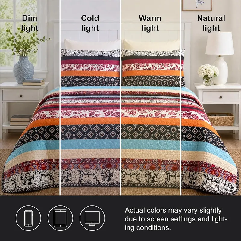 kingrest Boho Quilt Sets – Includes one quilt and two shams