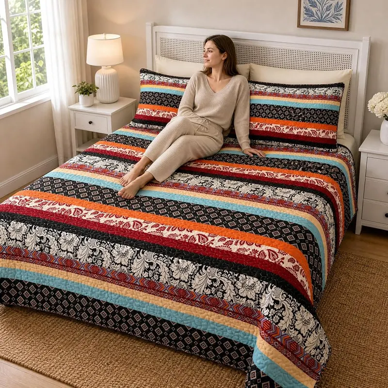 kingrest Boho Quilt Sets – Durable reinforced neat stitching