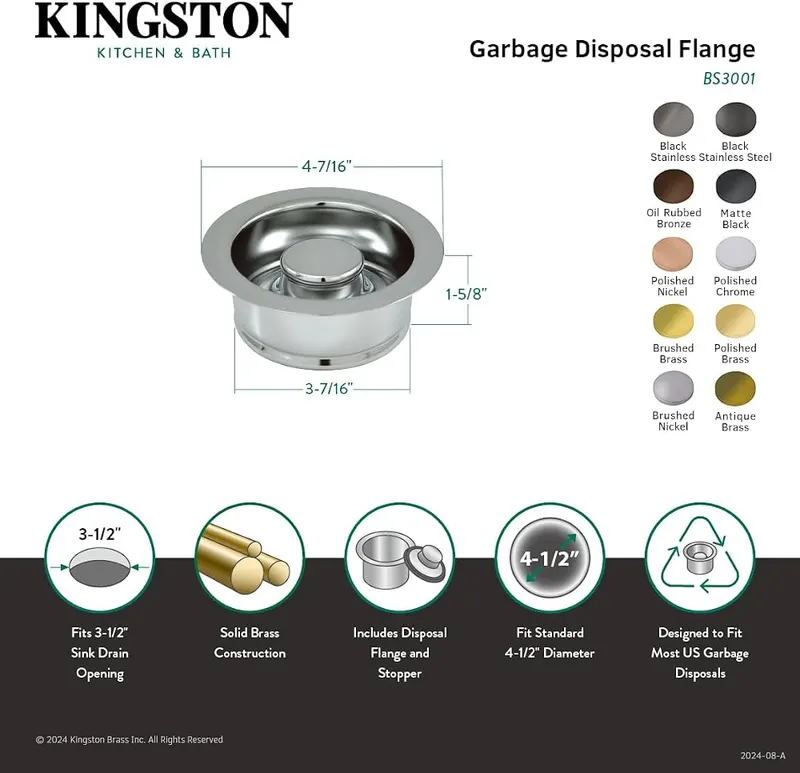 Kingston Brass BS3002 Made to Match Garbage Disposal – High quality brass construction for durability and reliability
