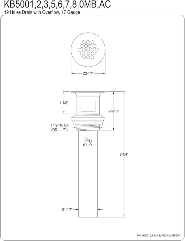 Kingston Brass KB5007 Grid Drain – Constructed from solid 17 gauge brass for durability
