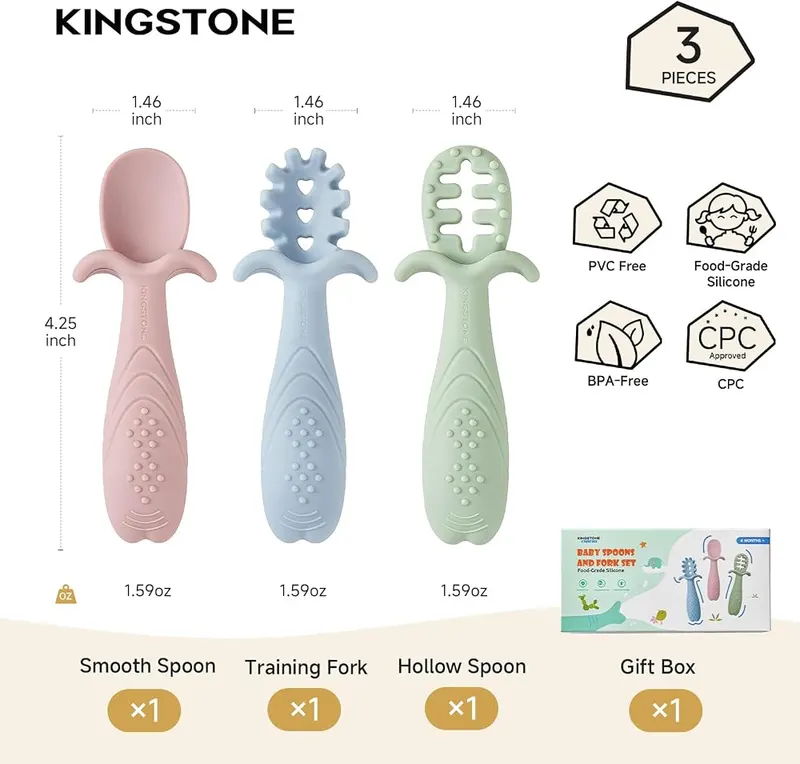 KINGSTONE Baby Spoons Self Feeding 6+ Months – product photo 2 of 9