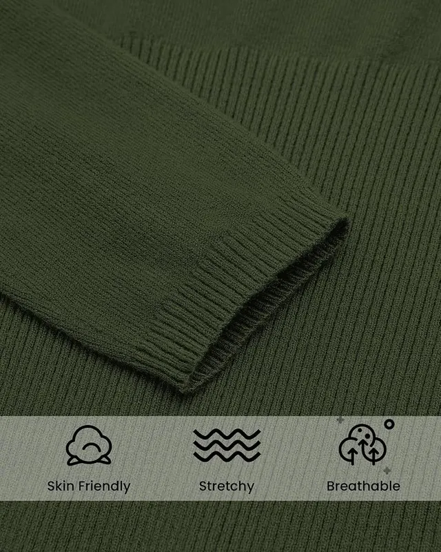 KIRUNDO Boat Neck Sweaters Army Green – Secure ribbed cuffs and hem