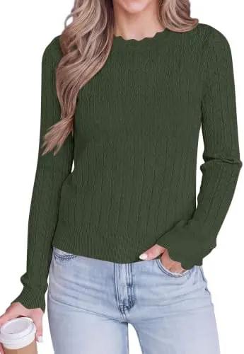 KIRUNDO Crochet Sweaters Army Green Small – Features
