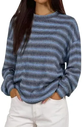 KIRUNDO Striped Sweaters Lightweight Waffle Knit Tops – Ultra-soft waffle knit fabric