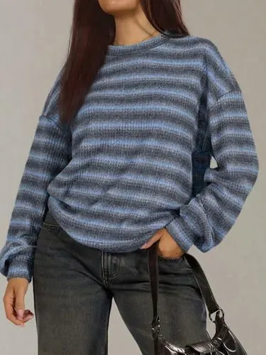 KIRUNDO Striped Sweaters Lightweight Waffle Knit Tops – product photo 7 of 8
