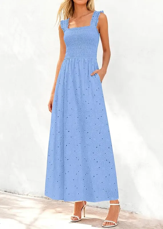 KIRUNDO Summer Lace Dress – Smocked back and waist