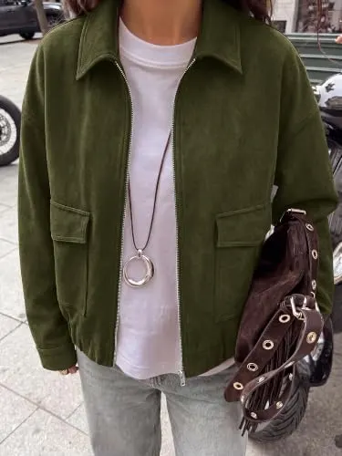 KIRUNDO Women’s Suede Bomber Jacket – Size Tips