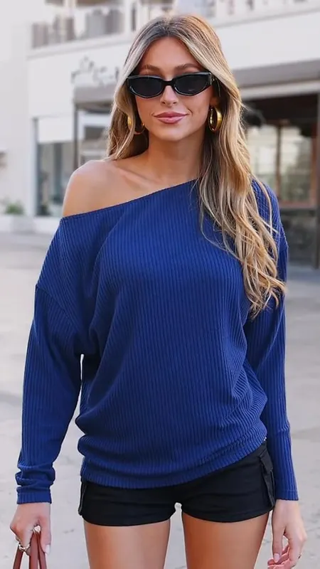 KIRUNDO Womens Off Shoulder Sweater Ribbed Long – product photo 8 of 8