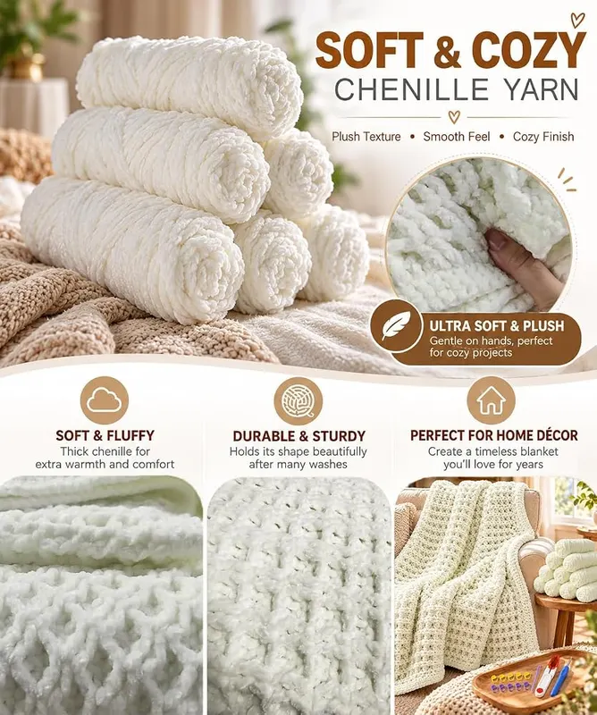 Kitcroet Waffle Blanket Crochet Kit – Finished size forty-seven by thirty-one inches