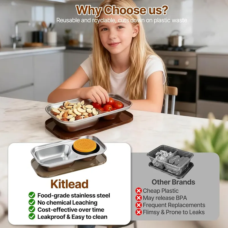 Kitlead 2 Compartment Grab and Go Snack – Designed for travel and camping