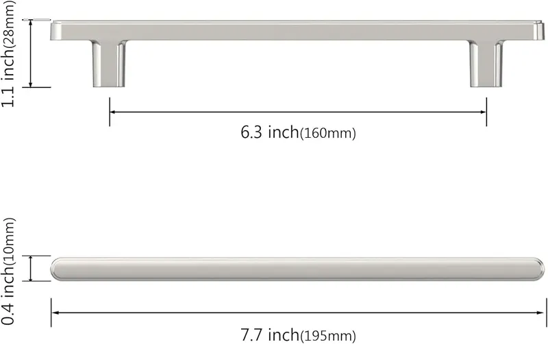 KNOKLOCK 10 Pack 6.3 Inch Brushed Satin Nickel 6.3″/160MM Hole Center – product photo 2 of 7
