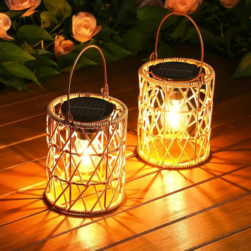 KOOPER Solar Lantern Outdoor Lights in Light Brown