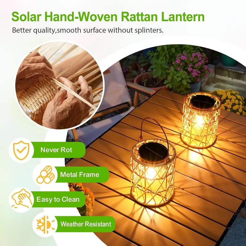 KOOPER Solar Lantern Outdoor Lights – 2 pack hanging solar lanterns