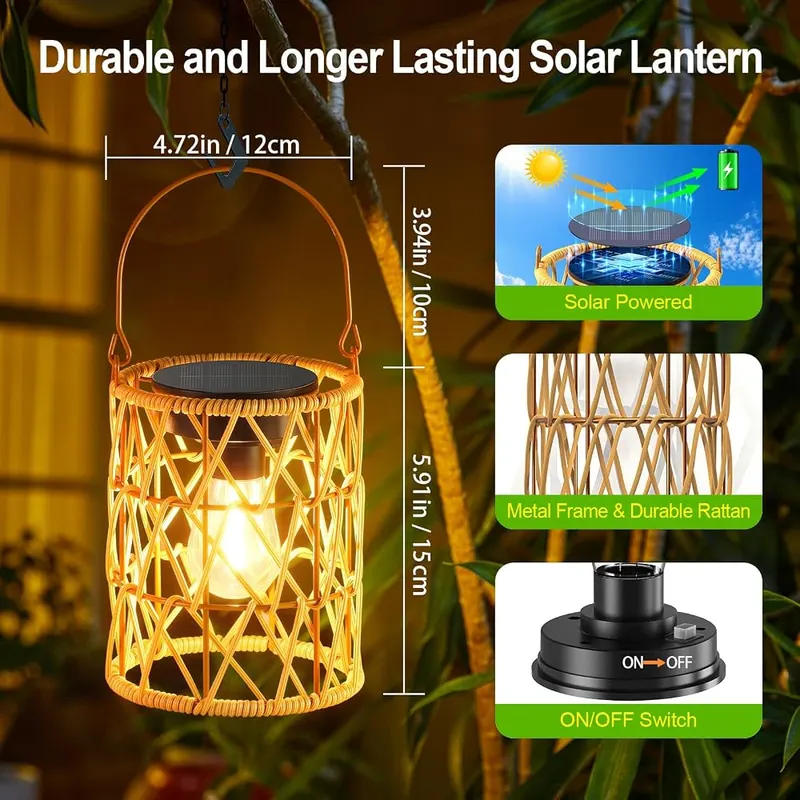 KOOPER Solar Lantern Outdoor Lights – Auto on and off at dusk