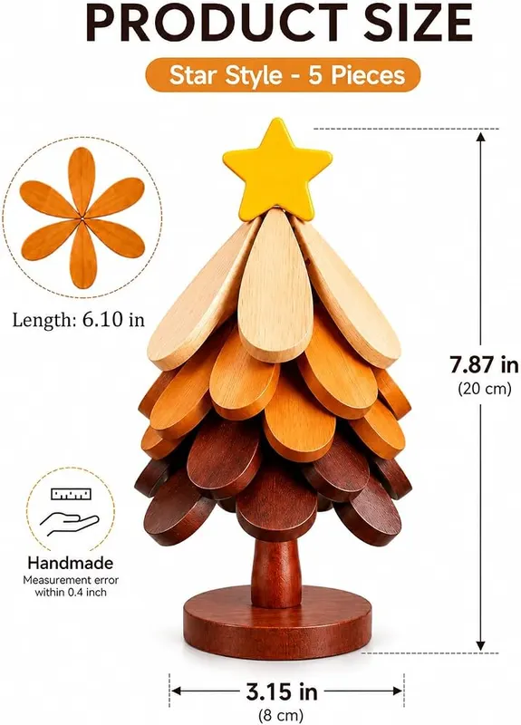 KOWINDA Christmas Tree Coasters Set of 5 Yellow – product photo 8 of 8