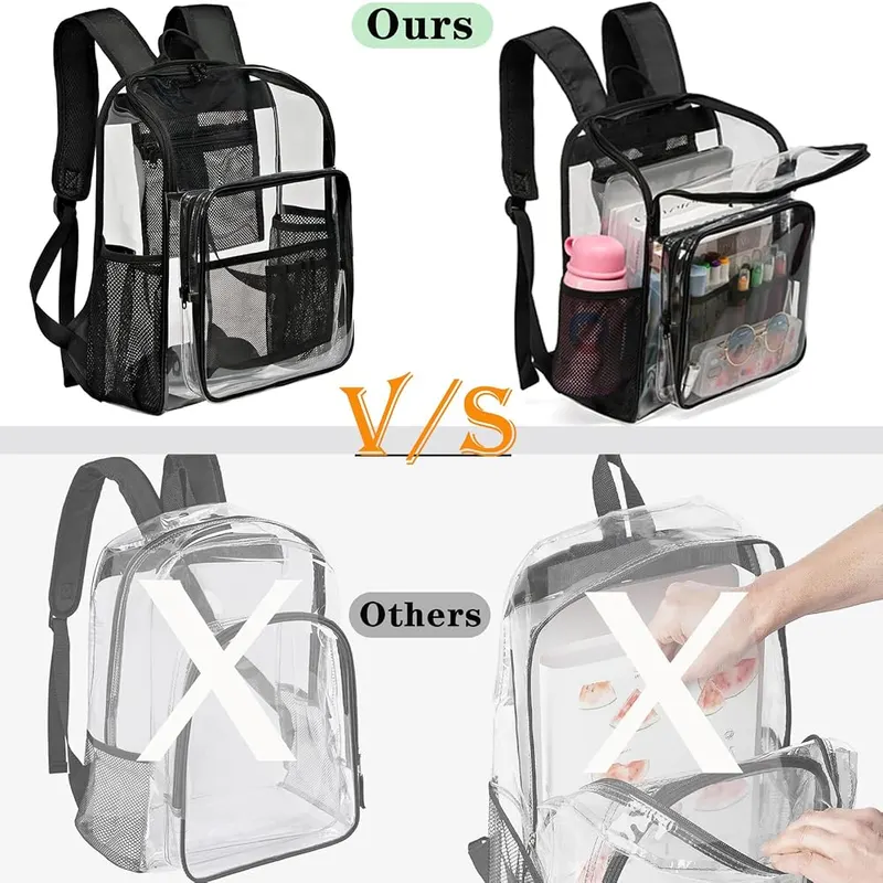 KUI WAN Clear Backpacks – Great Plastic Backpack With Side Pockets :Thoughtful design