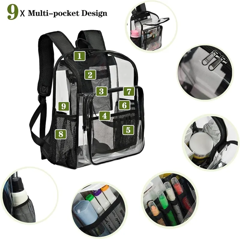 KUI WAN Clear Backpacks – Top Loader Open Clear Backpack