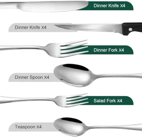 KUIHT 24-Piece Silver Silverware Set – Suitable for all occasions