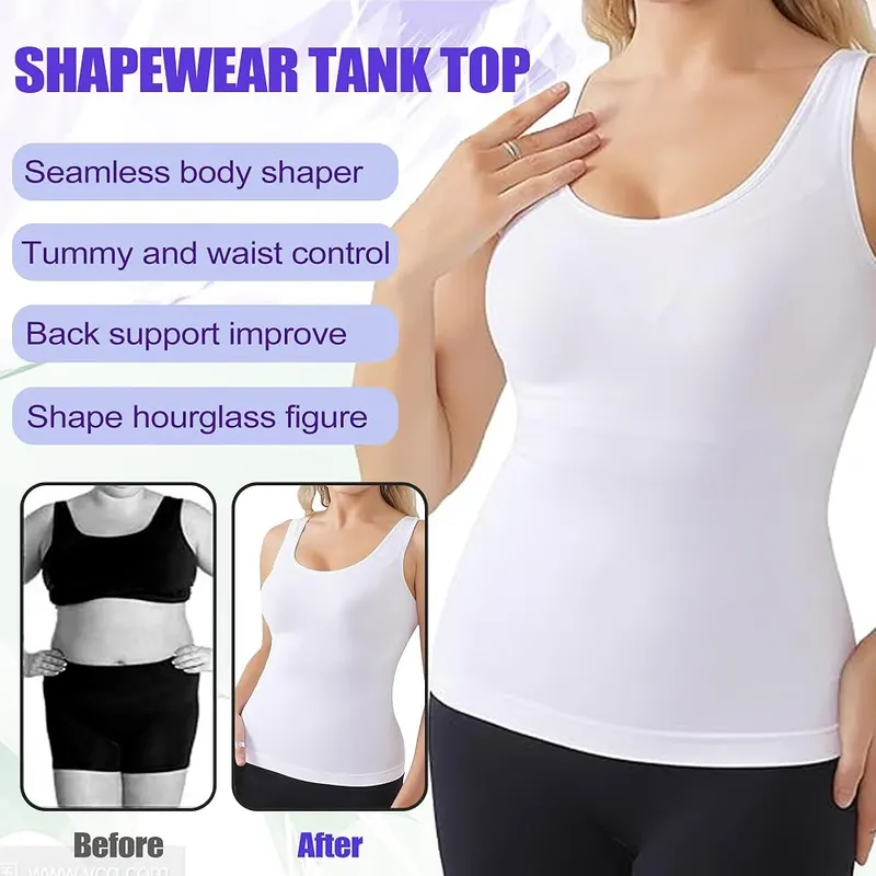 KYLELOVE Shapewear Tank Tops White – Bust Friendly Design (No Compression