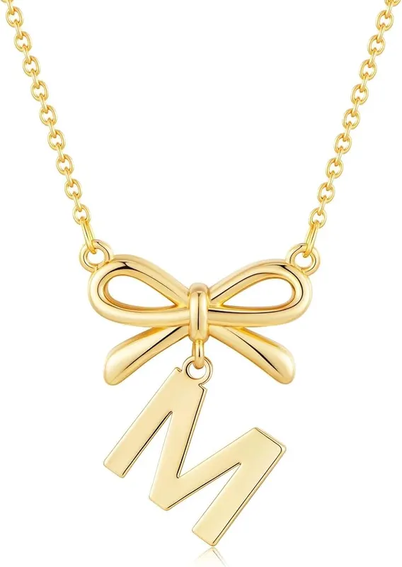 KYROVIA Gold Bow Initial Necklaces