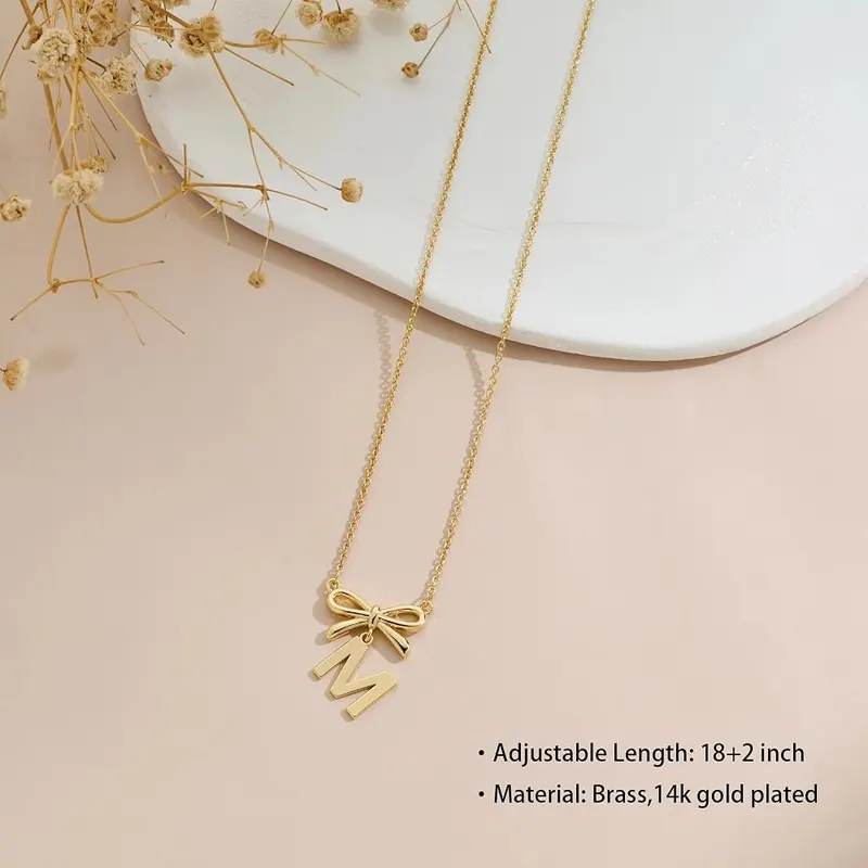 KYROVIA Gold Bow Initial Necklaces – product photo 2 of 9