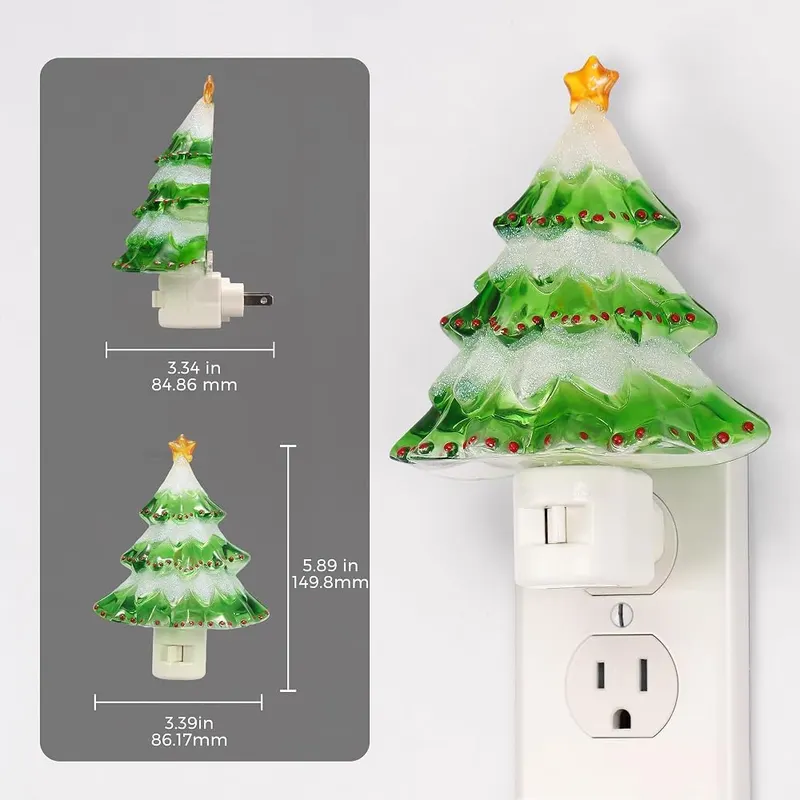 L LOHAS LED Christmas Tree Night Light 3000K – Cottage-style painted base