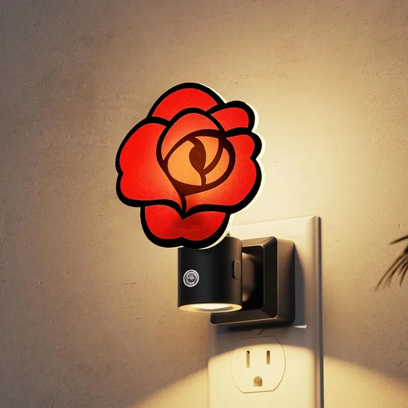 L LOHAS LED Night Lights Plug into Wall 0-100LM in Red Gothic Rose