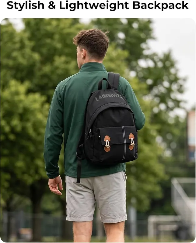 LAIMEIWEE Lightweight Soft Touch Backpack – Taslon nylon with wrinkle texture