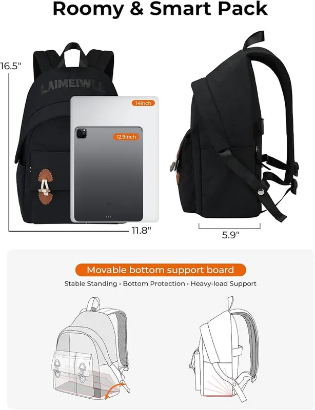 LAIMEIWEE Lightweight Soft Touch Backpack – Fits a 14-inch laptop