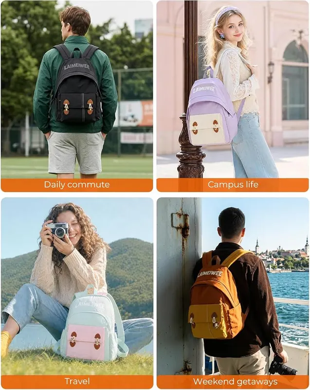 LAIMEIWEE Lightweight Soft Touch Backpack – Hidden rear pocket for valuables