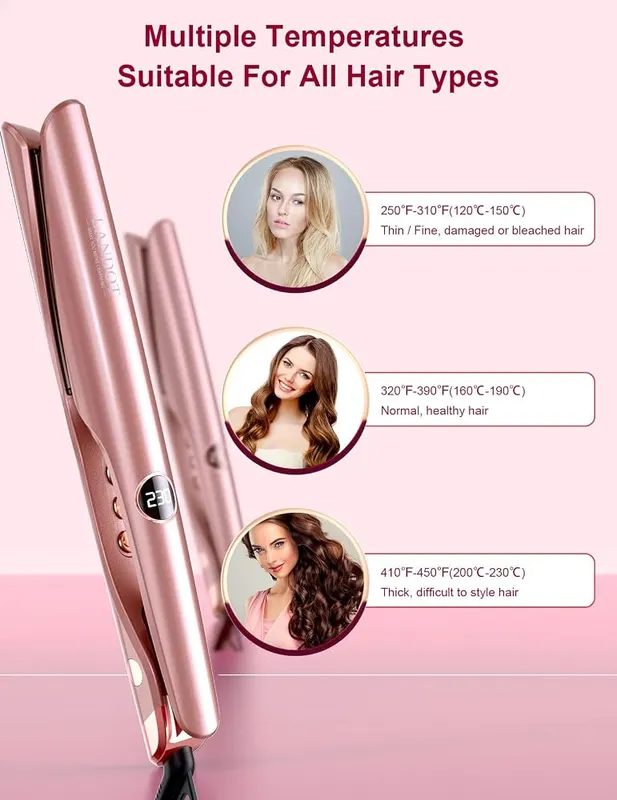 LANDOT 2 in 1 Hair Straightener – LCD display with temperature dial