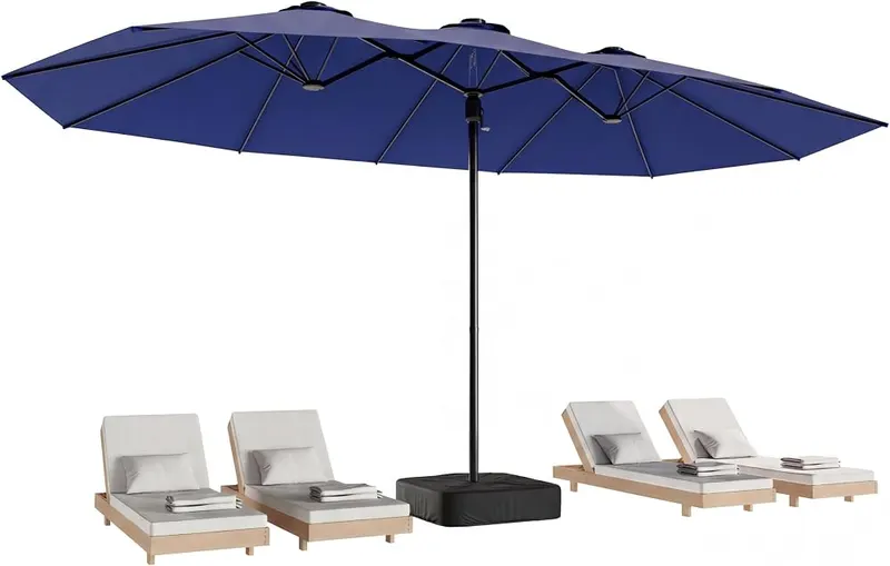LAUSAINT HOME 13ft Large Double Sided Patio Umbrella – Built-in solar-powered lights