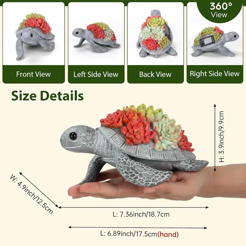 Lavezee Solar Turtle Garden Decor – Solar-powered glowing turtle statue