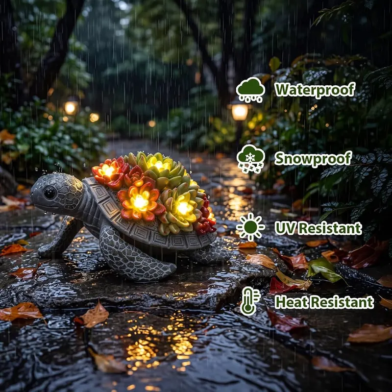 Lavezee Solar Turtle Garden Decor – Waterproof polystone build