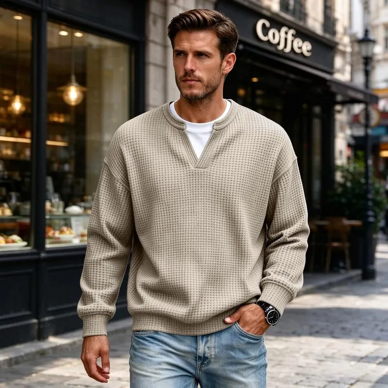 moolBeko Layered Comfort Waffle Tee Men Long I004-beige – product photo 4 of 7