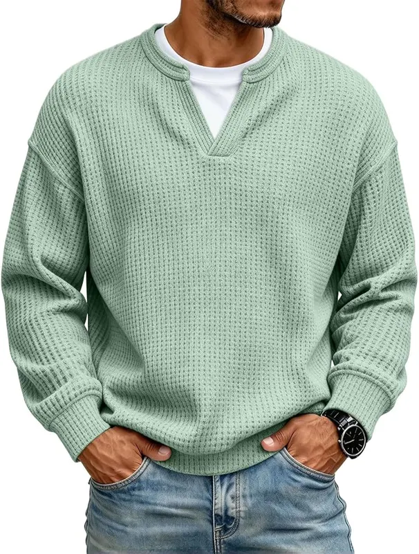 moolBeko Layered Waffle Tee Men Comfort Long I003-light Green in I003-light Green