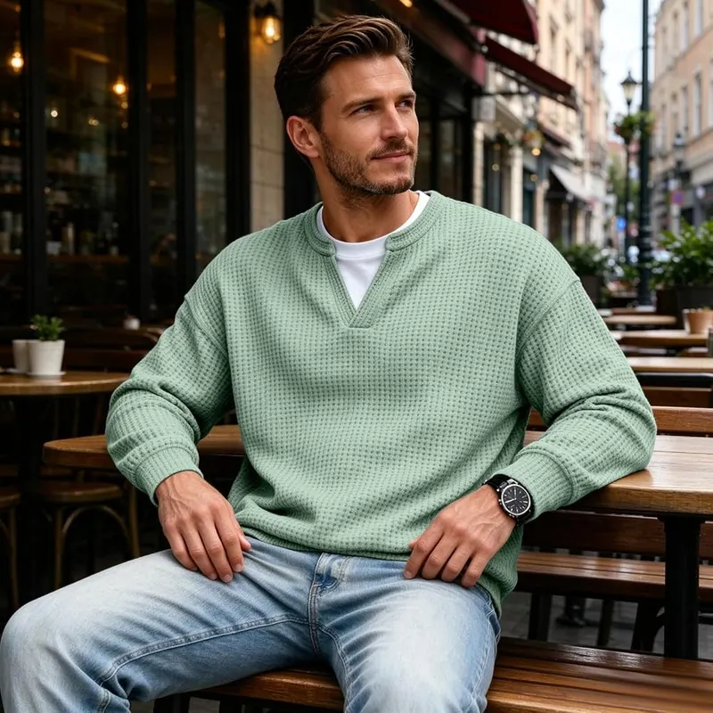 moolBeko Layered Waffle Tee Men Comfort Long I003-light Green – product photo 5 of 7