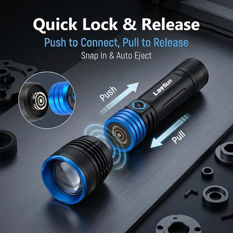 LaySun 2 Pack Rechargeable Flashlight & Work – Ultra Bright & 360° Adjustable