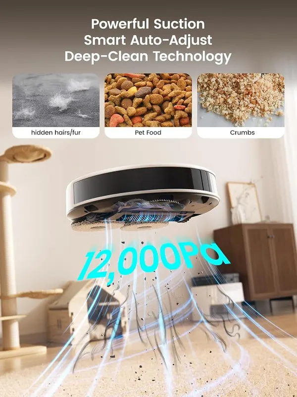 Lefant Robot Vacuum and Mop M3 – 12,000Pa suction for pet hair