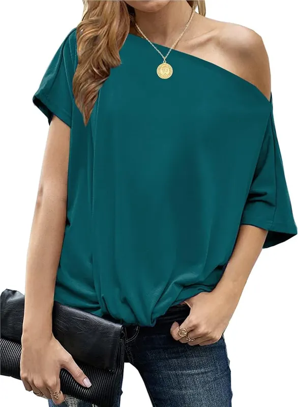 LEIYEE Summer Teal Off The Shoulder Tops