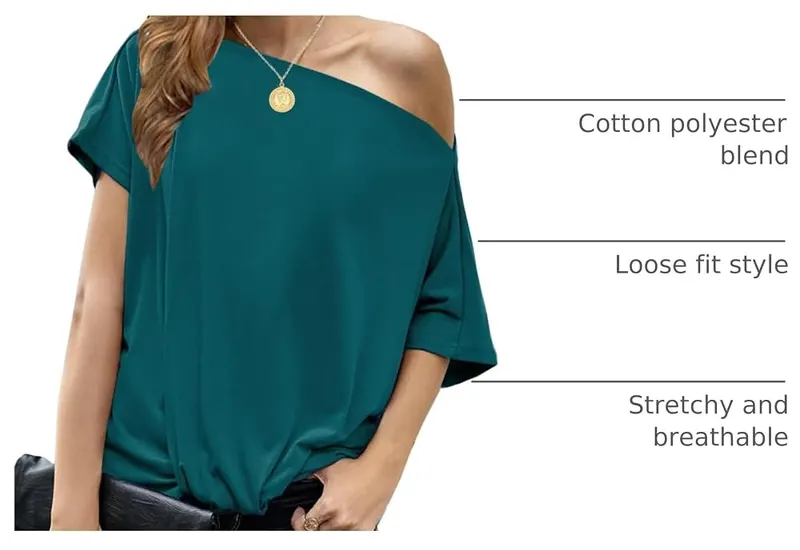 LEIYEE Summer Teal Off The Shoulder Tops – One shoulder tops for women sexy casual,suitable
